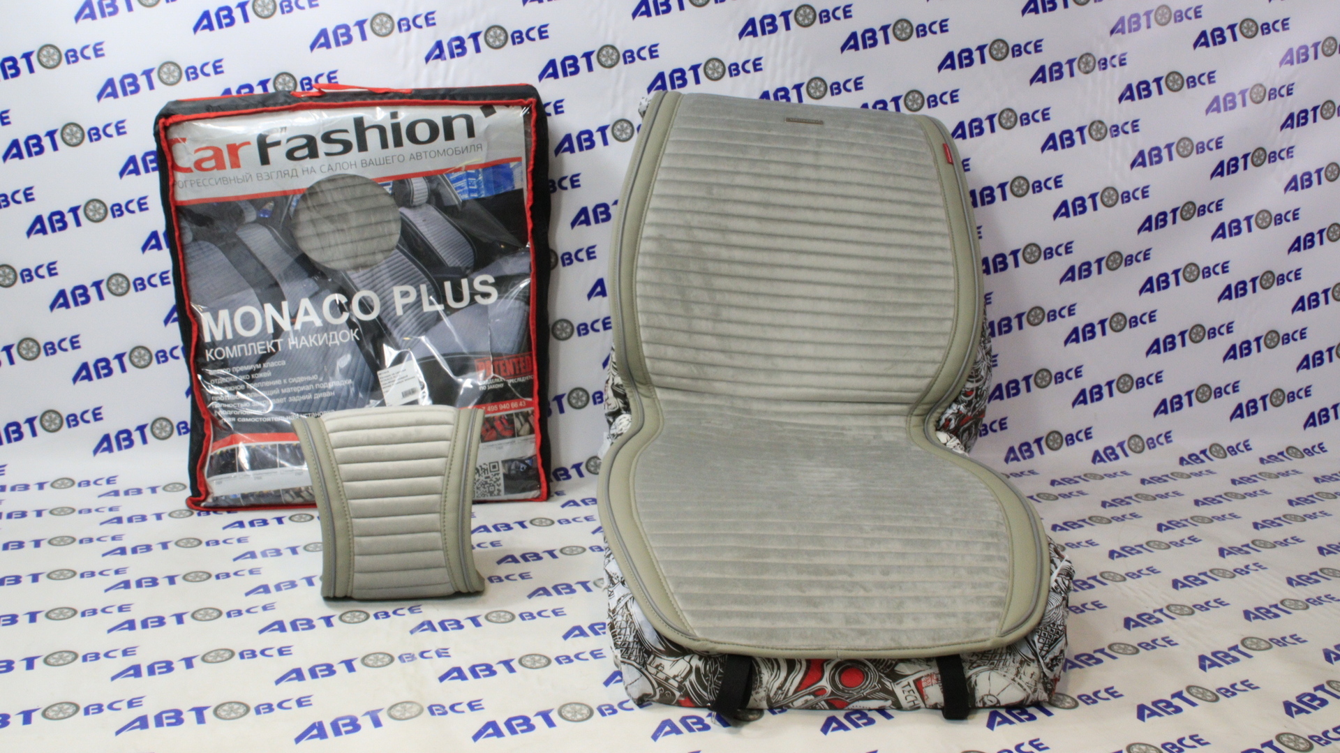 Накидки на сиденье MONACO PLUS серый/серый/серый велюр премиум экокожа CAR FASHION